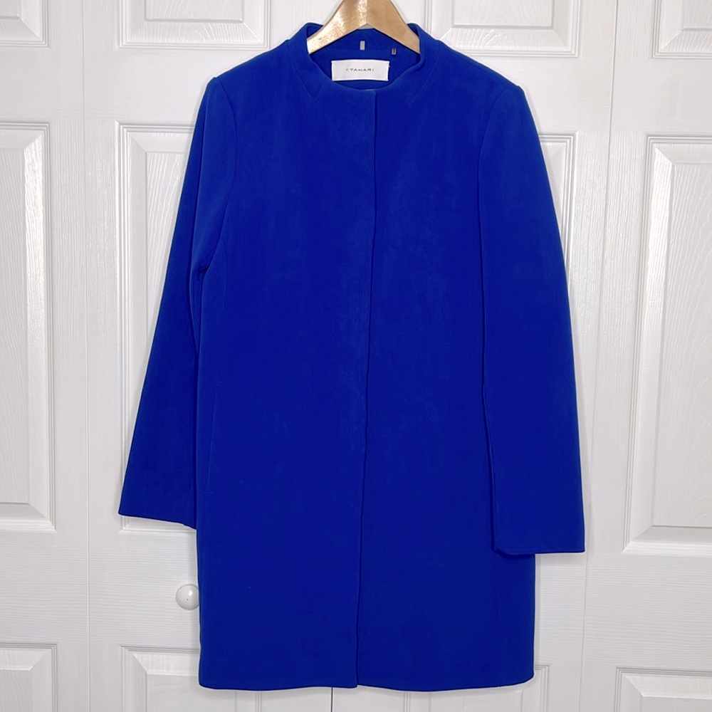 T Tahari Cobalt Blue Large Snap Button Closure Si… - image 1